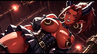Cute Demon Women Bounce Boobs, Ai Animation