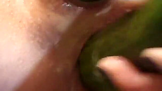 Cucumbers in My Ass and Pussy Make Me Squirt Anal Fisting with Vegetables