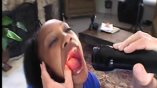 Black Cheerleader in Uniform Gets Deep Anal from White Cock