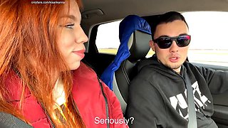 Guy Deep-Throats Cock to Throat in Public Car, Cum Blast