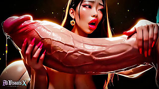 Thick Korean Babes Titfuck Big Dick - Interracial Animated ASMR Porn