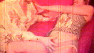 Vintage Red-tinted Lesbian Classic with Retro Bedroom Lovers
