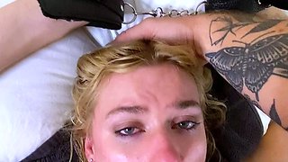 European blonde facialized after blowjob in this pov video