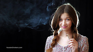 Sexy Russian Girl Smoking Cigarette Slow Tease