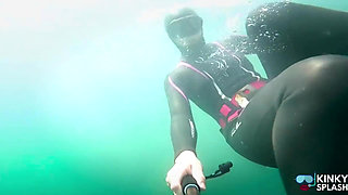 Diving in My Shiny Two-piece Wetsuit