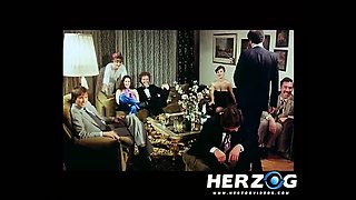 Retro party guests strip Egyptian mummies