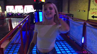 Petite cutie Kate Bloom gets her hungry pussy worked over by her lover