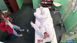 Slender fit college girl jizzes on her physicians cock - fake medical center full scene