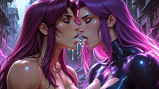 Lustrender: Fiery Witch Duo Lesbian Cum Swallow Ruins - Ai Video