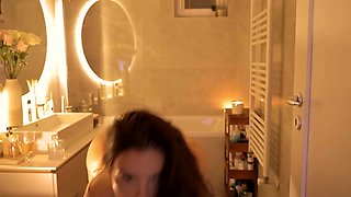 Cute curly brunette solo webcam masturbation