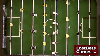 Brunette Teen Loses Strip Foosball Game, Gets Massive Spanking Treat