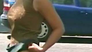 Determined Blonde Peeing Outdoor
