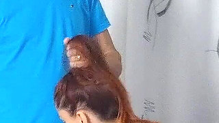 Secretary Shows off to Delivery Man!