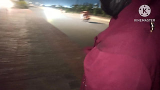 Outdoor real desi girl shooting outdoors in public for husband cheating story and romantic cock sucking