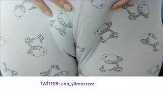Cameltoe- Swollen Pussy- Masturbate with Pajama- Rubbing Pussy with Pajama
