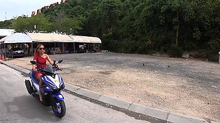Motobike ride for Thai GF and home sex