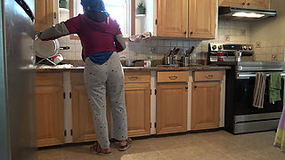 submissive stepmother lets big cock stepson fuck her in the kitchen every morning