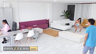 Amy Amor and Sapphire Lapiedra pull jordi into an intense three way and smother him with their Big Tits - brazzers