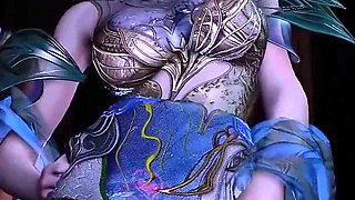 3D Super Hot Cosplay Babe Sitting on the Big Cock