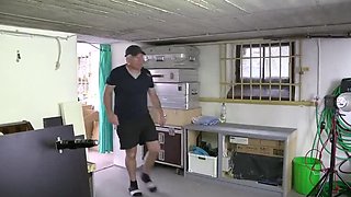 Hot Young Blonde Sucks Old Cock in the Solarium