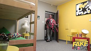Fake Hostel featuring Steve Q and Daphne Klyde's natural tits porn