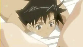 Engaging hentai minx showing large tits and getting petite