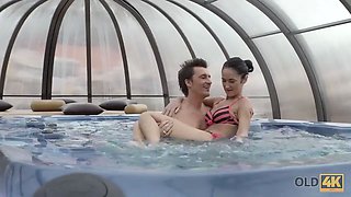 OLD4K. Naughty old lover dragged comely chick into sex full