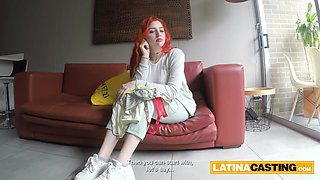 Full-bosomed Redhead Teenage Strips and Gets Got laid On Red Linger
