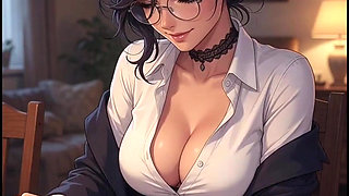 Sexy Tutor Anime Woman Studying Horny
