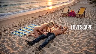 Blonde With Big Tits Sucks Big Cock On The Beach - AI Public Sex
