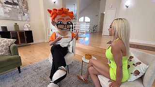 Blonde Vixen Bad Bella Strips Bare for Hard Doggy Pounding and Gulping Cum in Steamy Casting Action