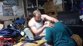 BBW MOM fucks DAD in the store - Family Sex