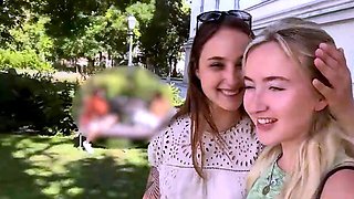 Two German brunettes deep-throat wet pussy