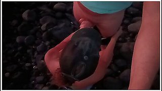Public Blowjob On The Beach With Cum On Tits