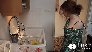 Adrenalizing young babe finds cigarette and gets lezdom pussy loving