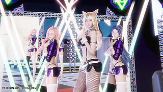 Red Velvet - Russian Roulette Ahri Evelynn Akali Sexy Striptease League of Legends Hentai Uncensored 4K 60fps