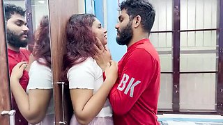 Step Sister and Step Brother Part 1: Hot Hard Romance in Bedroom with Long Lip Lock
