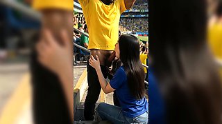 Balcony Blowjob Makes Brazil Fan Explode