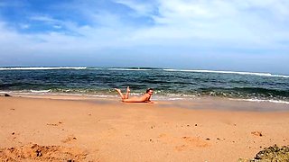 Blonde Babe's Naked Swim in the Ocean