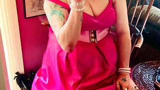 Pink To Make The Boys Wink! Tina Snua In A Leather Dress Smoking A Cigar