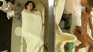 Japanese mother and not her daughter massage