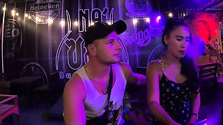 Hot asian slut gives hardcore blowjob to white stud