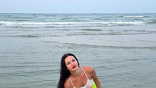 Getting Wet and Messy in See-through Top Outdoor