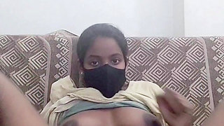 Horny GF Fucking Hard His Pussy His Stepmom Room with Big Cucumber and Moaing Lodly