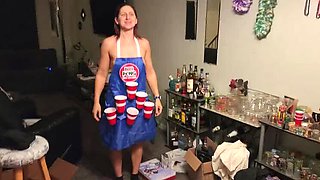 Naked Body Pong: Beginner Gets Embarrassed in Funny Truth or Dare Game