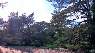 Outdoor sexy solo scene with teenie masturbating