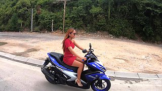 Motobike ride for Thai GF and home sex