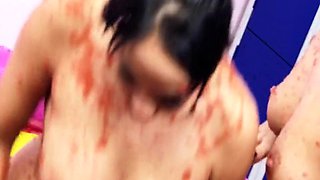 Brunette Romana Ryder And Tammie Lee With Massive Tits Grind And Fuck Each Other Hard In A Jelly Pool