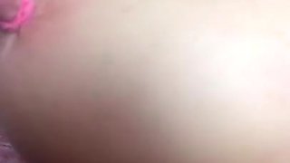 Pinching her nipples and caning her own big fat titties