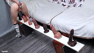 Horny Petite Japanese Wife Takes Monster Dildo Challenge! Rough Hardcore Riding